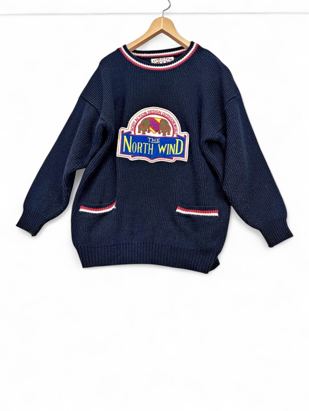 B.A.D. Vintage The North Wind Navy Crewneck Sweater Fits S/M